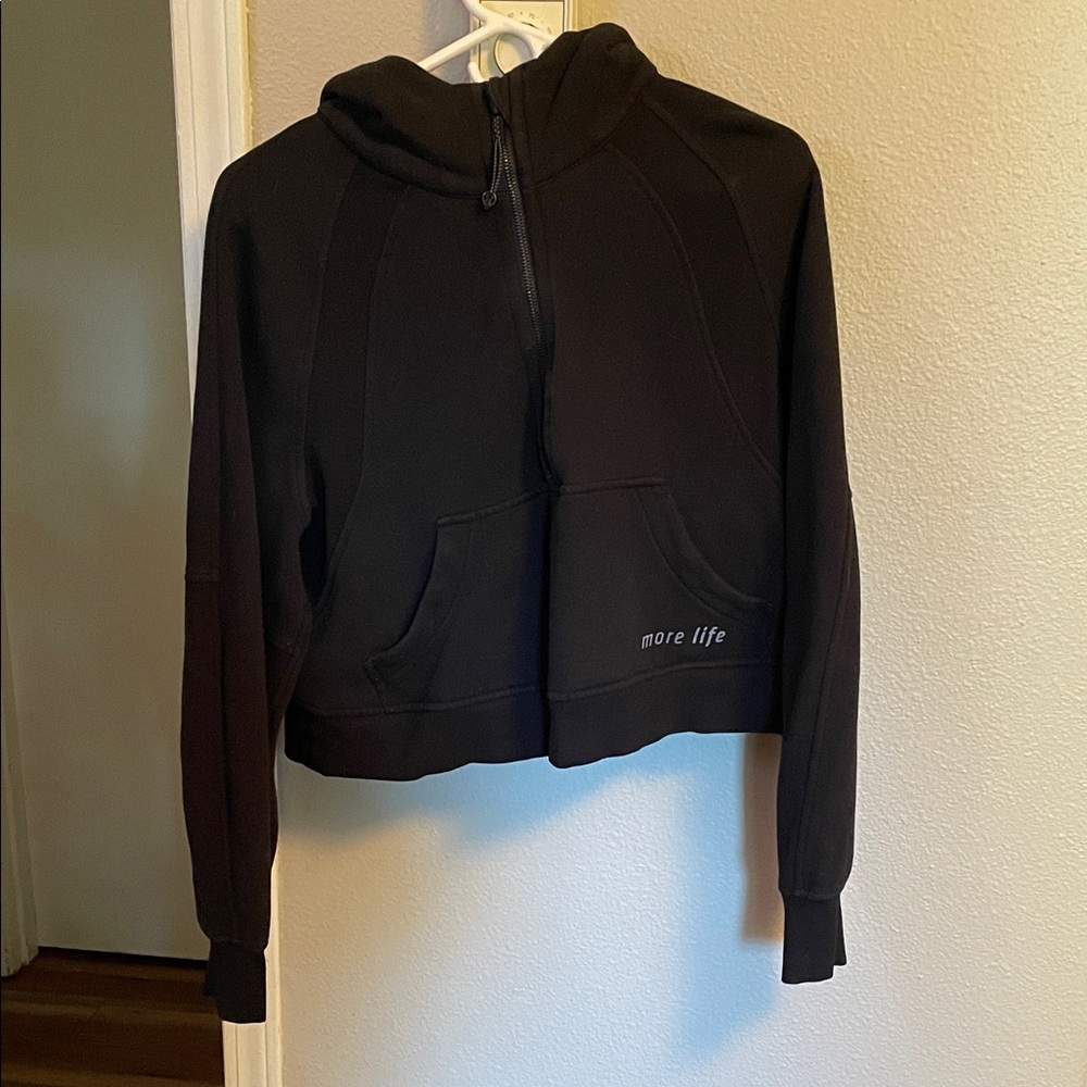 Black Hoodie with 'More Life' Embroidery